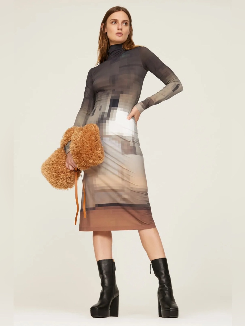 MM6 Maison Margiela
Pixel Printed Turtleneck Midi Shift Dress MEDIUM - Picture 2 of 5